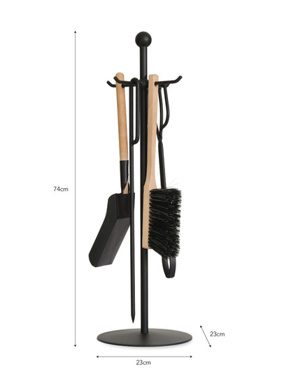 Jutland Fireside Tool Set Black - Fireside Accessories - Garden Trading -