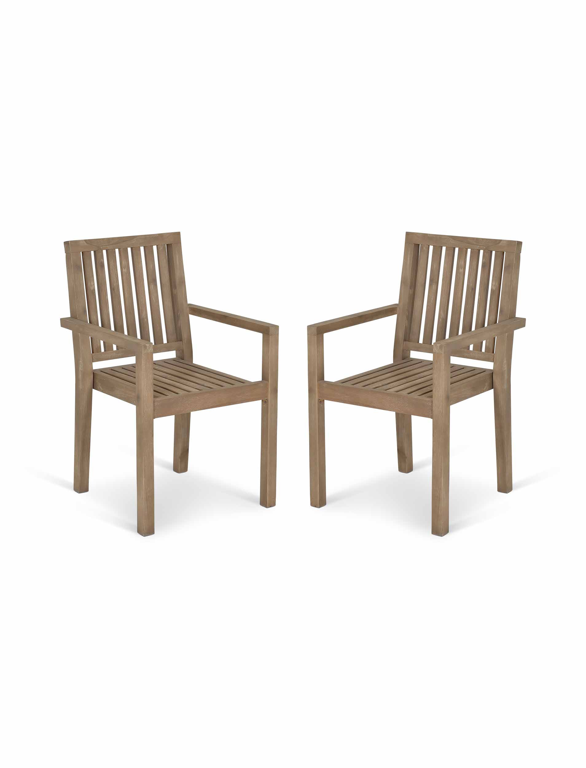 Porthallow Dining Chairs with Arms Set of 2 Natural - Chairs & Loungers - Garden Trading -