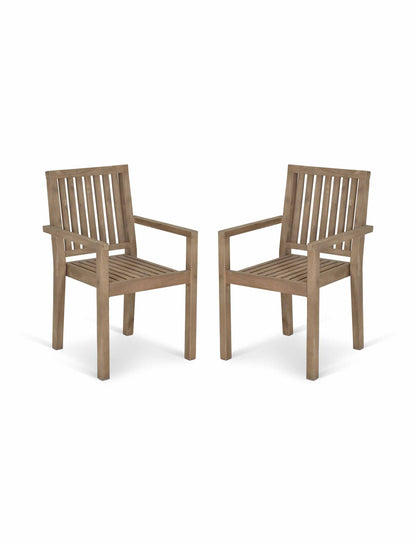 Porthallow Dining Chairs with Arms Set of 2 Natural - Chairs & Loungers - Garden Trading -