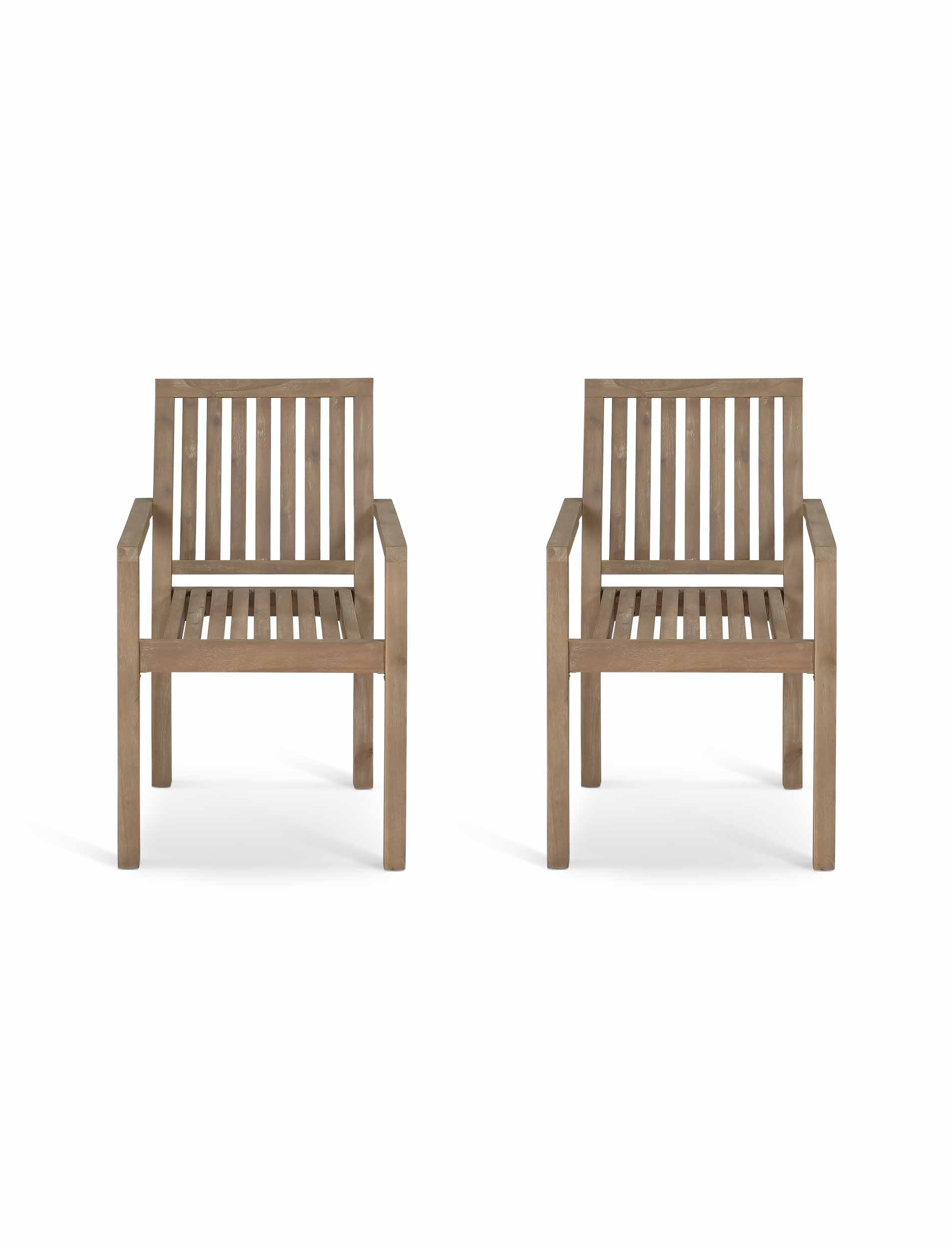 Porthallow Dining Chairs with Arms Set of 2 Natural - Chairs & Loungers - Garden Trading -