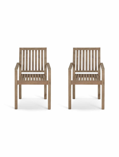 Porthallow Dining Chairs with Arms Set of 2 Natural - Chairs & Loungers - Garden Trading -