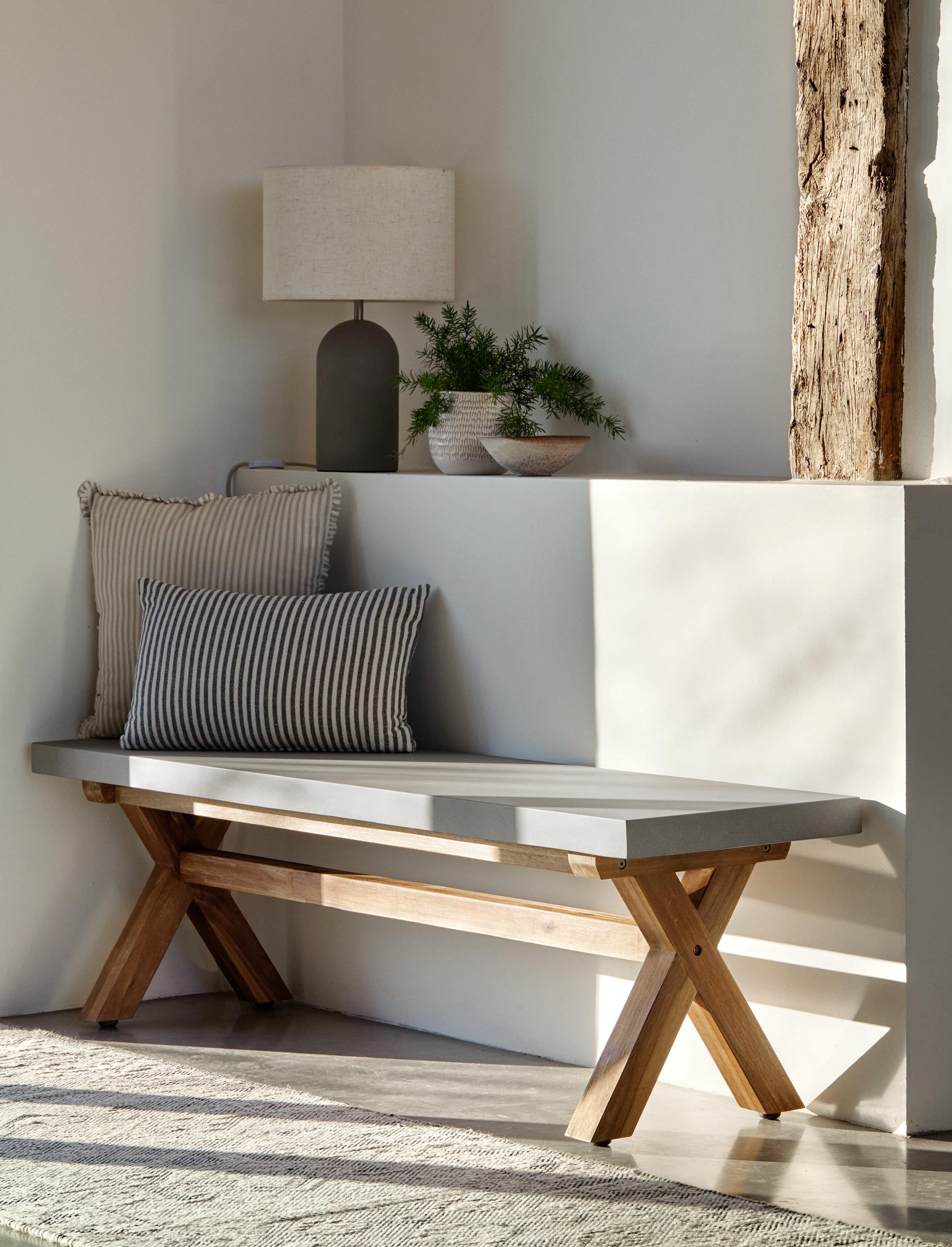 Gower Home Luxury Burford Bench, Small in Natural - Polystone