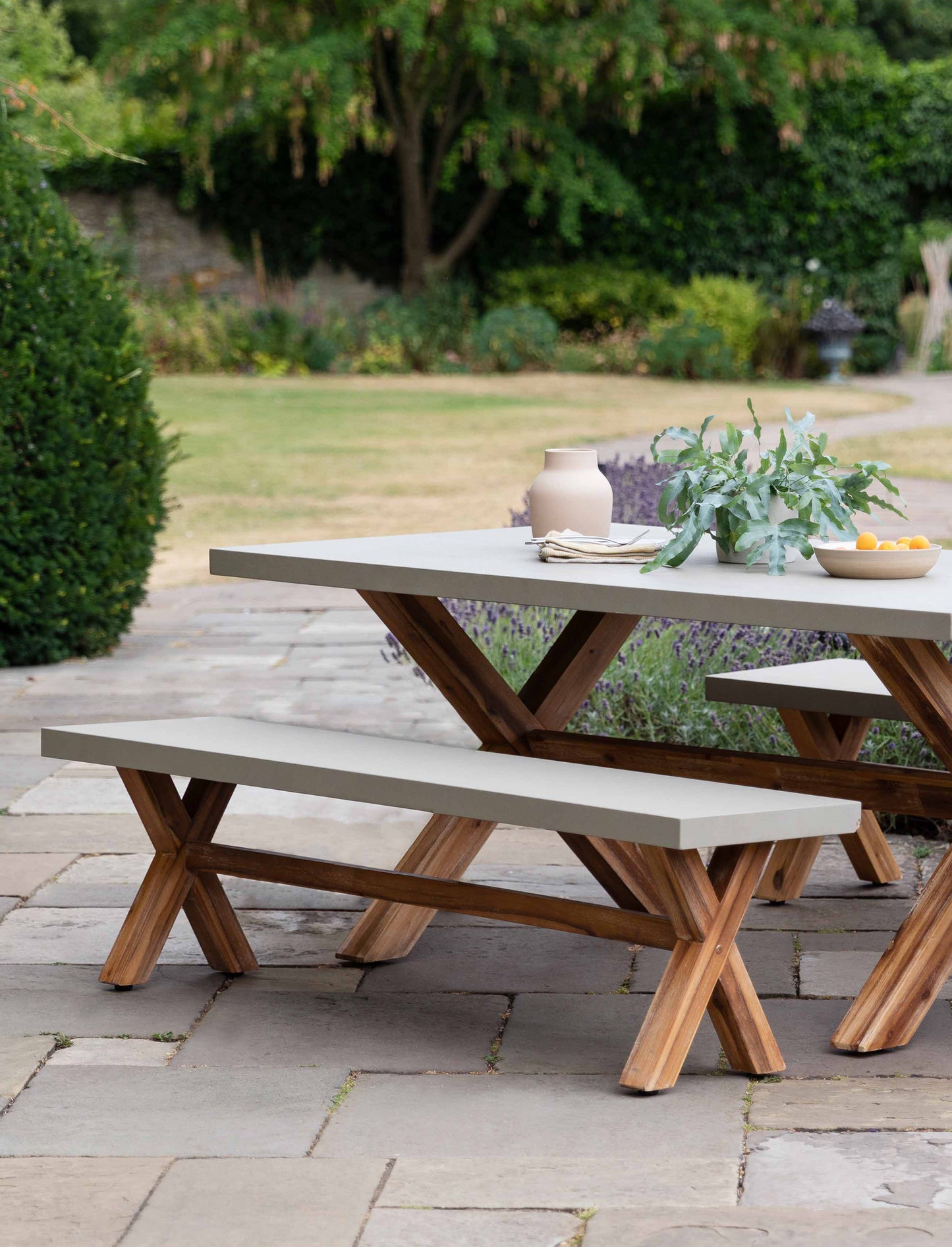 Burford Bench, Small in Natural - Polystone - Tables & Sets - Garden Trading -