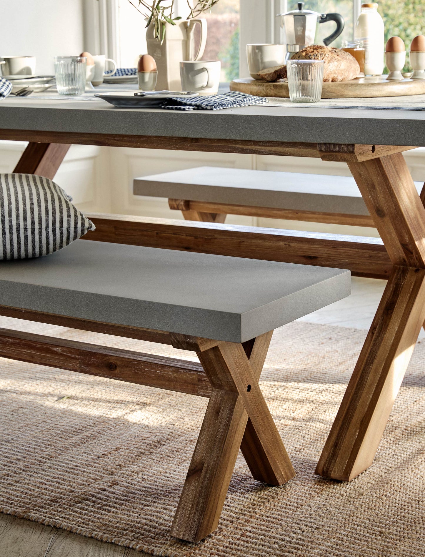 Burford Table & Bench Set Small Natural