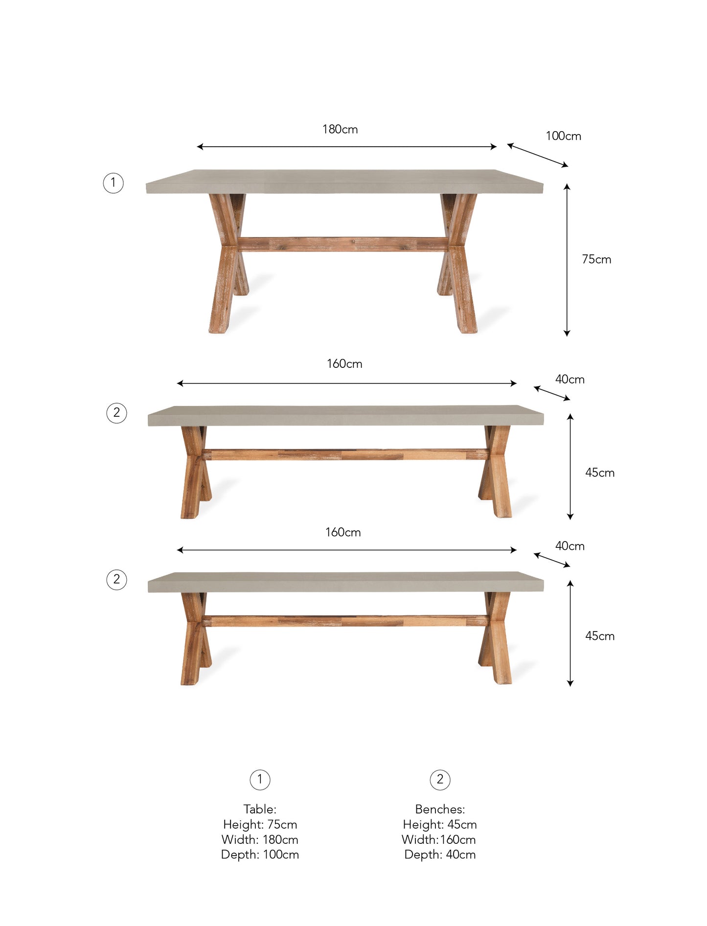 Burford Table & Bench Set Small Natural