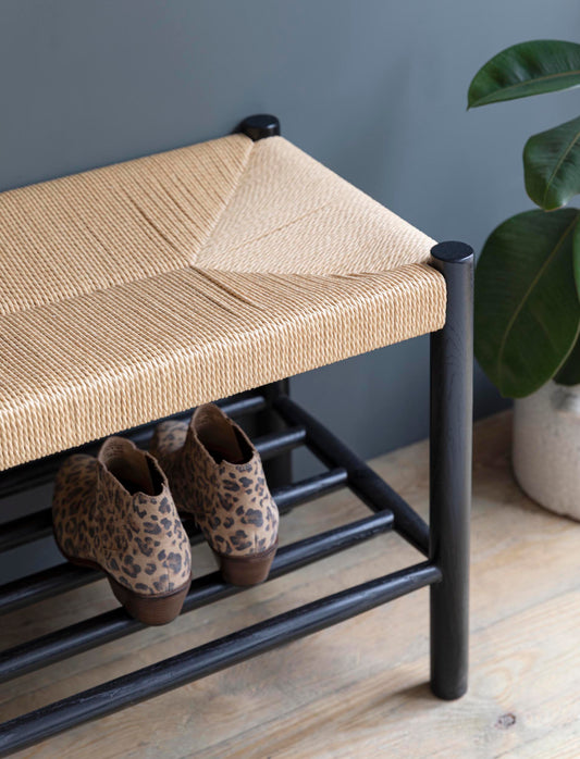 Longworth Hallway Bench Black - Shoe Storage - Garden Trading -