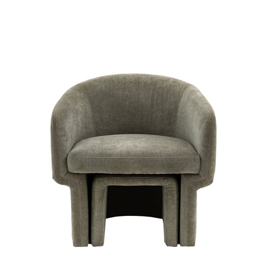 Bower Armchair Footstool Set Sage Grey