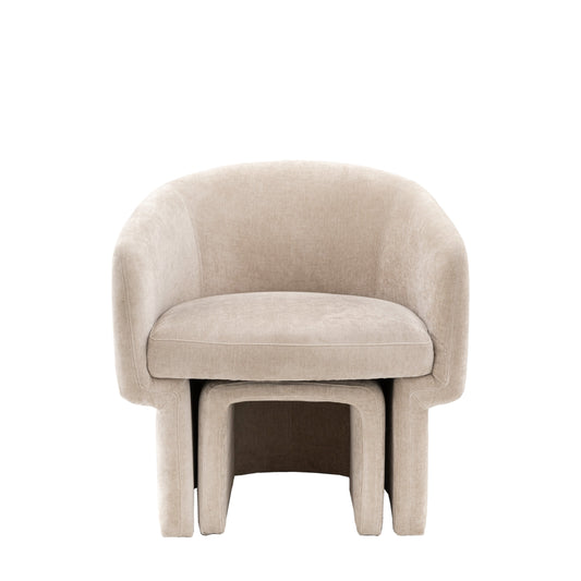 Bower Armchair Footstool Set Cream
