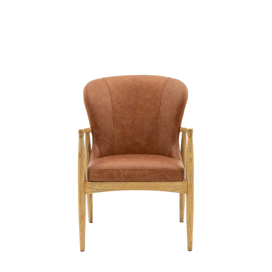 Tomos Antique Brown Leather Armchair