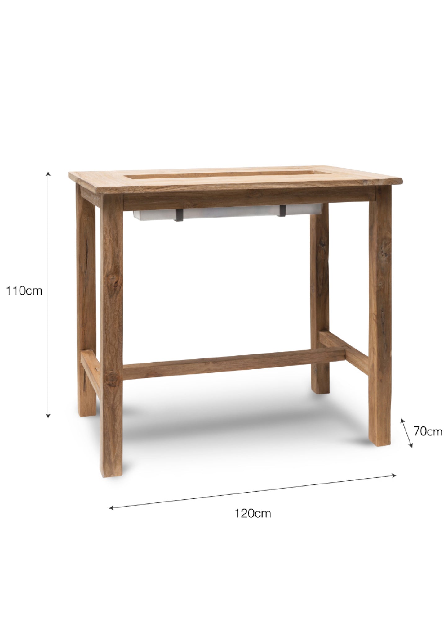 St Mawes Bar Table with Trough 120cm