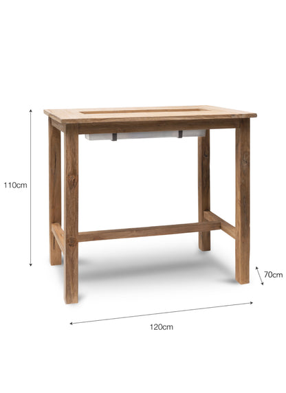St Mawes Bar Table with Trough 120cm