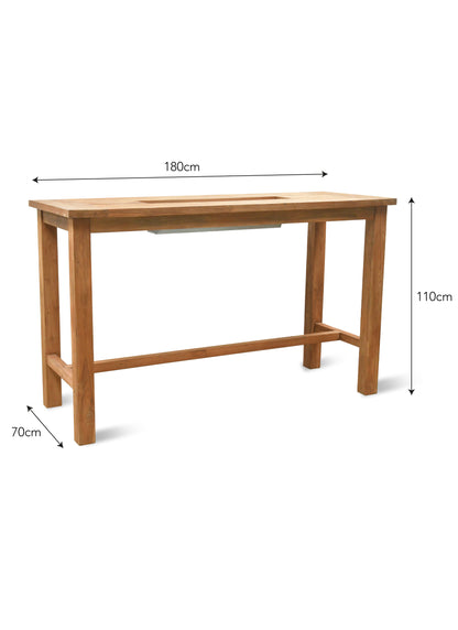 St Mawes Bar Table with Trough 180cm