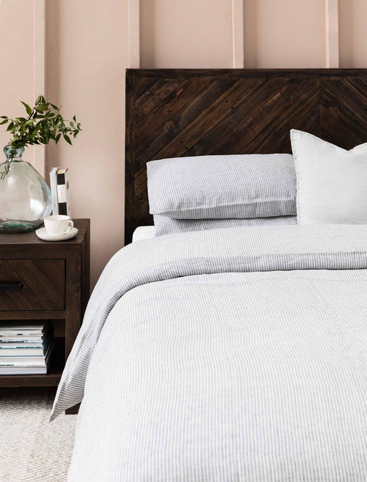 Pembridge Linen Duvet Cover Double Grey & White