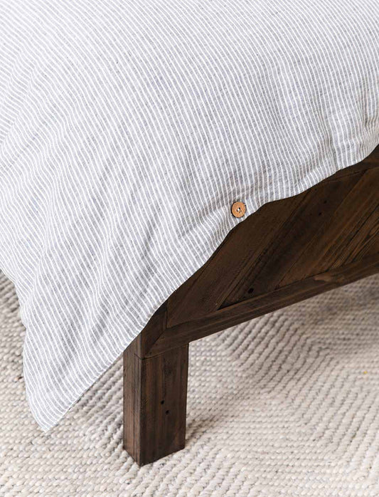 Pembridge Linen Duvet Cover Super King Grey & White - Bed Linen - Garden Trading -