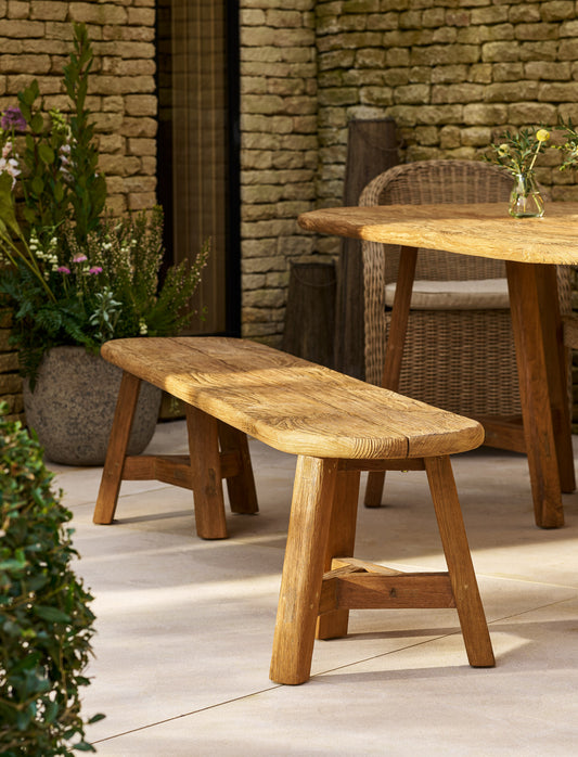 Hawthorne Oval Dining Bench Natural - Chairs & Loungers - Garden Trading -