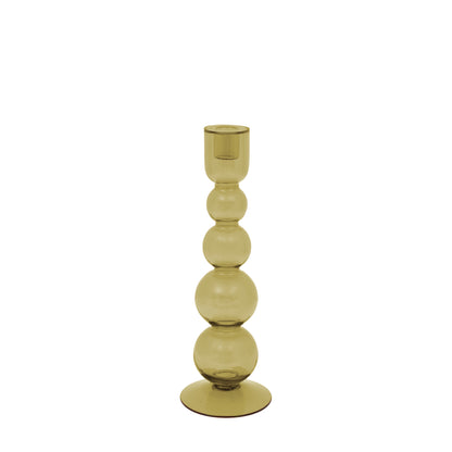 Olive Glass Candlestick