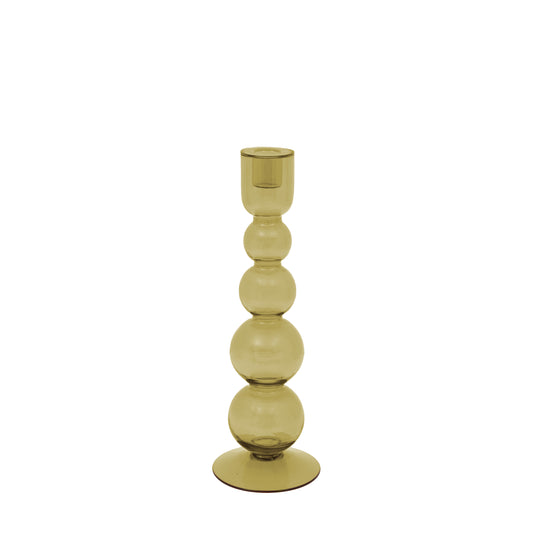 Olive Glass Candlestick