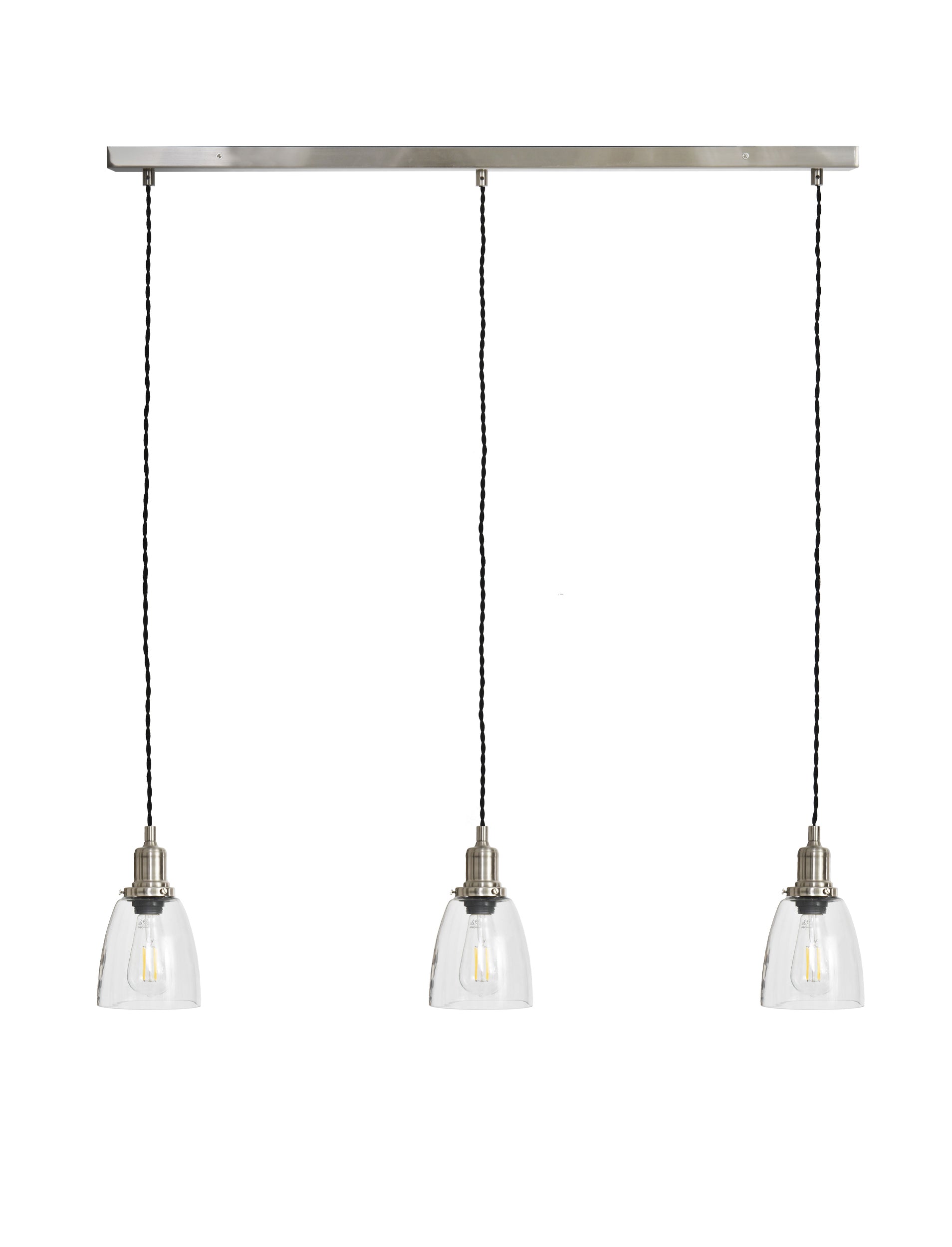 Hoxton Domed Pendant Light Trio Satin Nickel - Pendant & Ceiling Lights - Garden Trading -