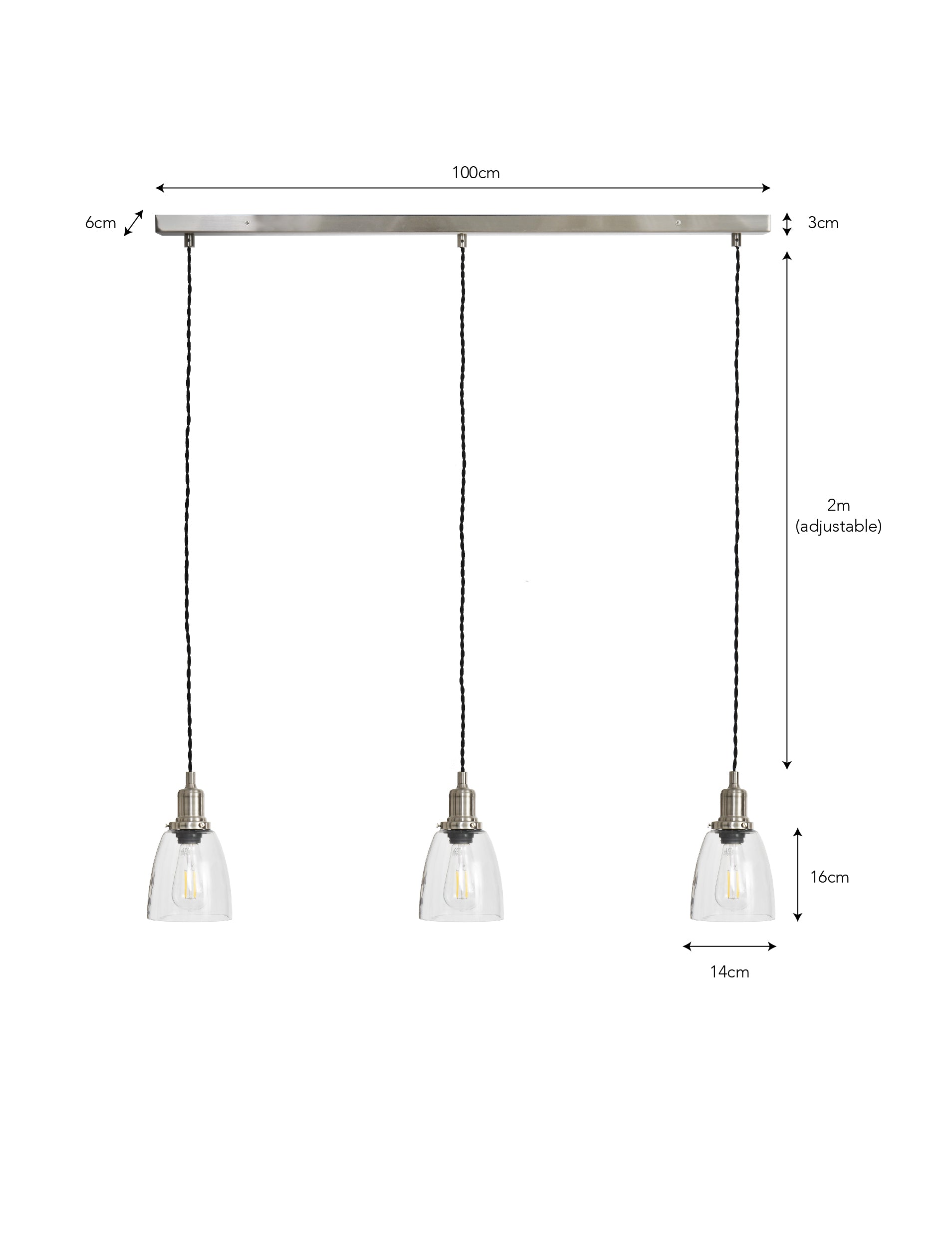 Hoxton Domed Pendant Light Trio Satin Nickel - Pendant & Ceiling Lights - Garden Trading -