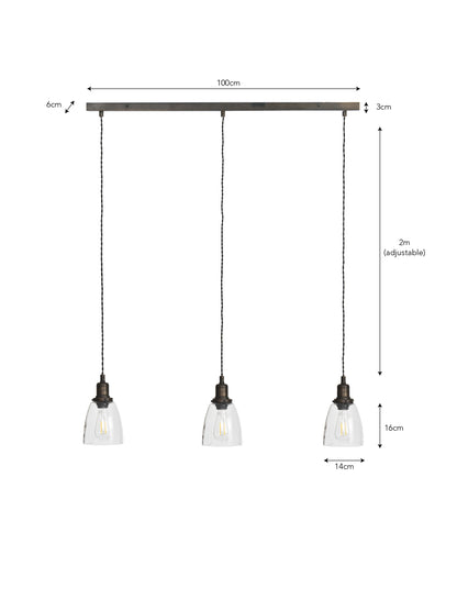 Hoxton Domed Pendant Light Trio Antique Bronze