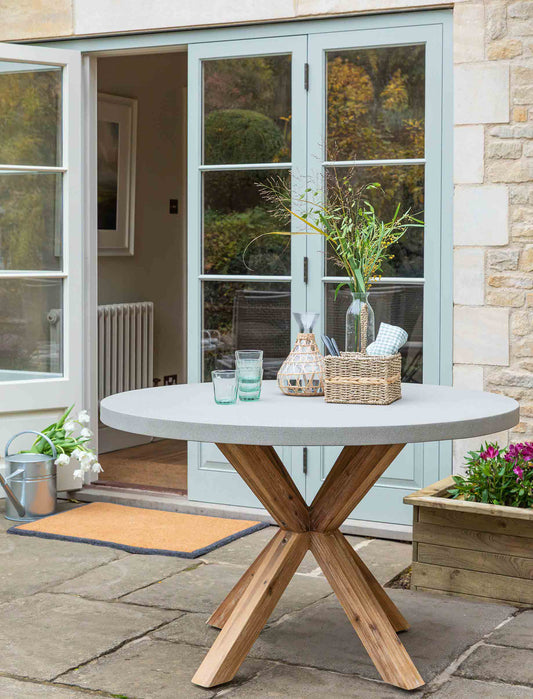 Burford Round Dining Table 120 cm Grey - Tables & Sets - Garden Trading -