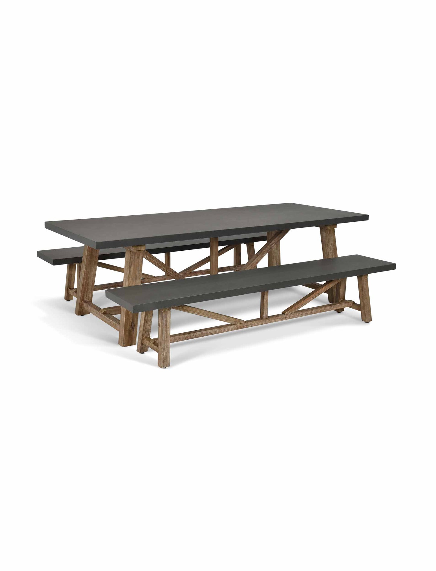 Chilford Table & Bench Set Large Grey
