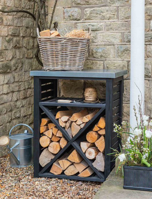 Moreton Cross Log Store Small Black - Bin & Log Stores - Garden Trading -