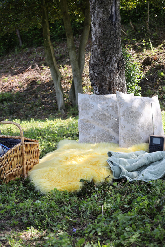New Zealand Sheepskin Long Wool Rug/Throw Lemon