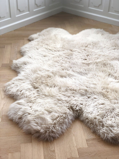 New Zealand Sheepskin Long Wool Rug Linen Extra Large