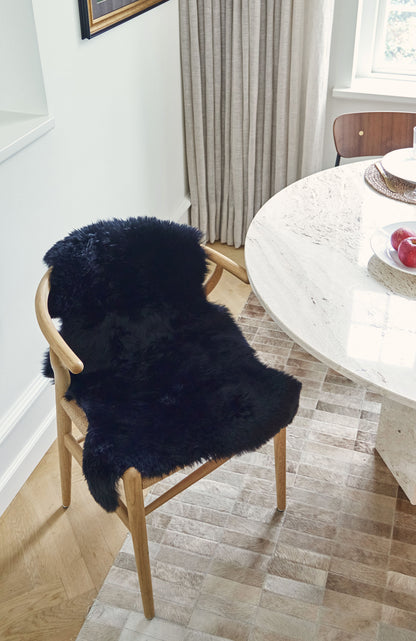 New Zealand Sheepskin Long Wool Rug/Throw Black