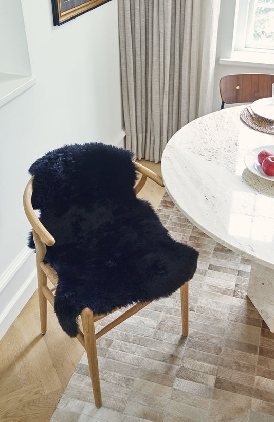 New Zealand Sheepskin Long Wool Rug/Throw Black