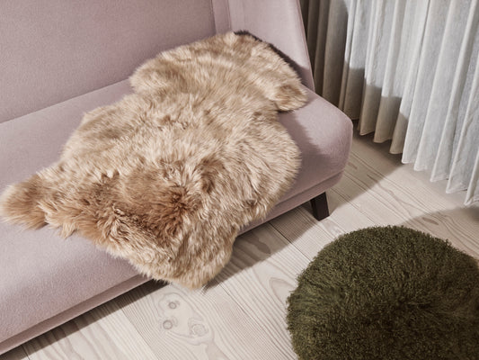 New Zealand Sheepskin Long Wool Rug/Throw Warm Sand