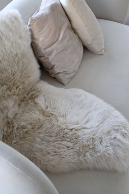 New Zealand Sheepskin Long Wool Rug/Throw Linen