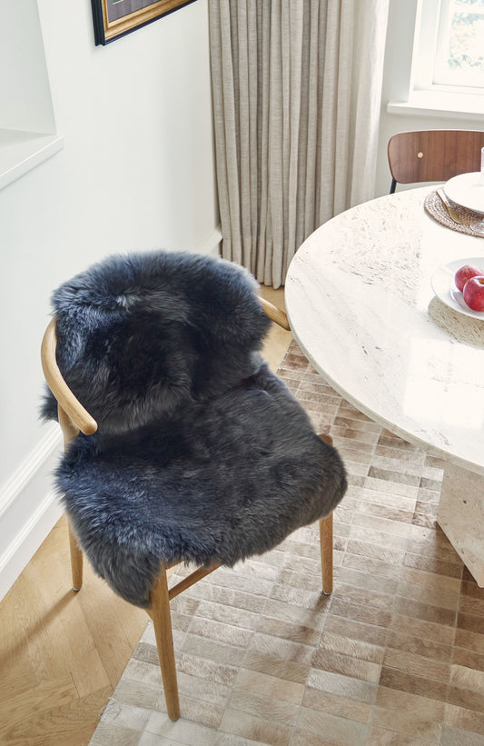 New Zealand Sheepskin Long Wool Rug/Throw Navy