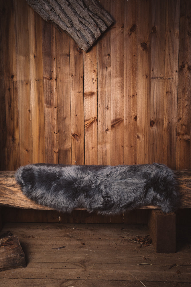 New Zealand Sheepskin Long Wool Rug/Throw Navy