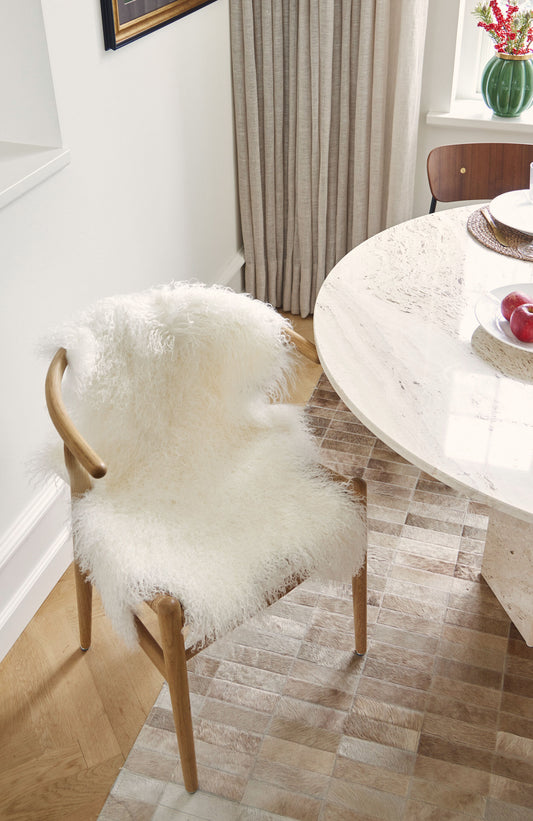 Curly Sheepskin Rug/Throw Ivory Small