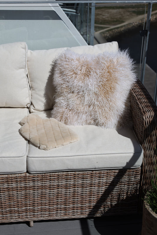 Curly Sheepskin Cushion Doublesided Square Arctic Sunrise Large