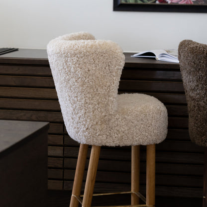 Emilia Bar Stool Pearl Oak Legs Brass Frame