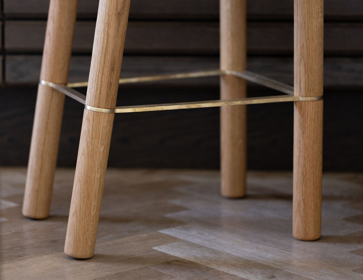 Emilia Bar Stool Pearl Oak Legs Brass Frame