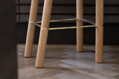 Emilia Bar Stool Pearl Oak Legs Brass Frame