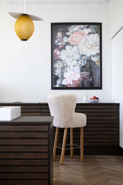 Emilia Bar Stool Pearl Oak Legs Brass Frame