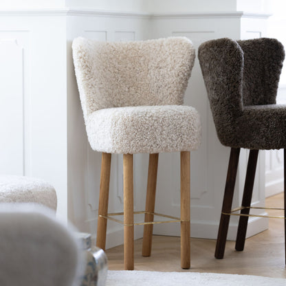 Emilia Bar Stool Pearl Oak Legs Brass Frame