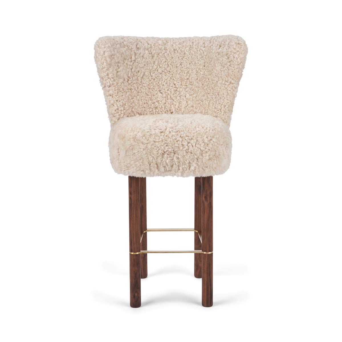 Emilia Bar Stool Pearl Walnut Legs Brass Frame