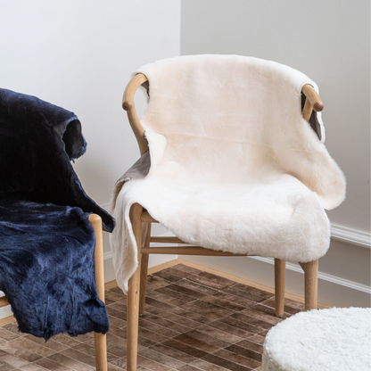 Double Face Sheepskin Rug/Throw Ivory 90 x 60cm