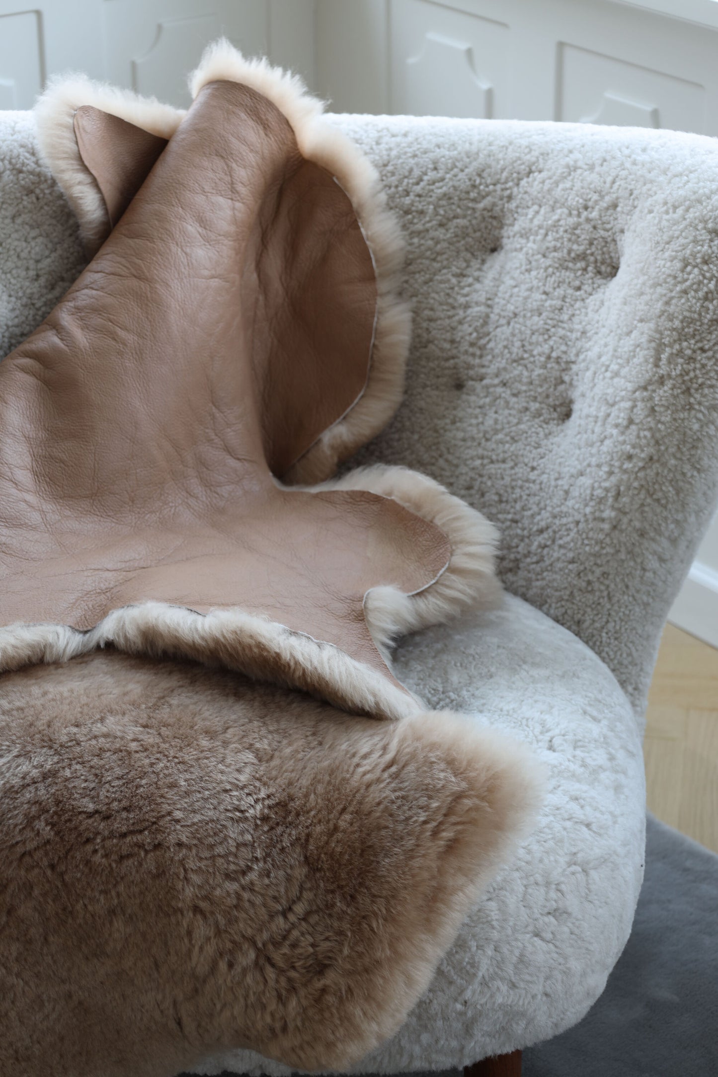 Double Face Sheepskin Rug/Throw Ivory 90 x 60cm