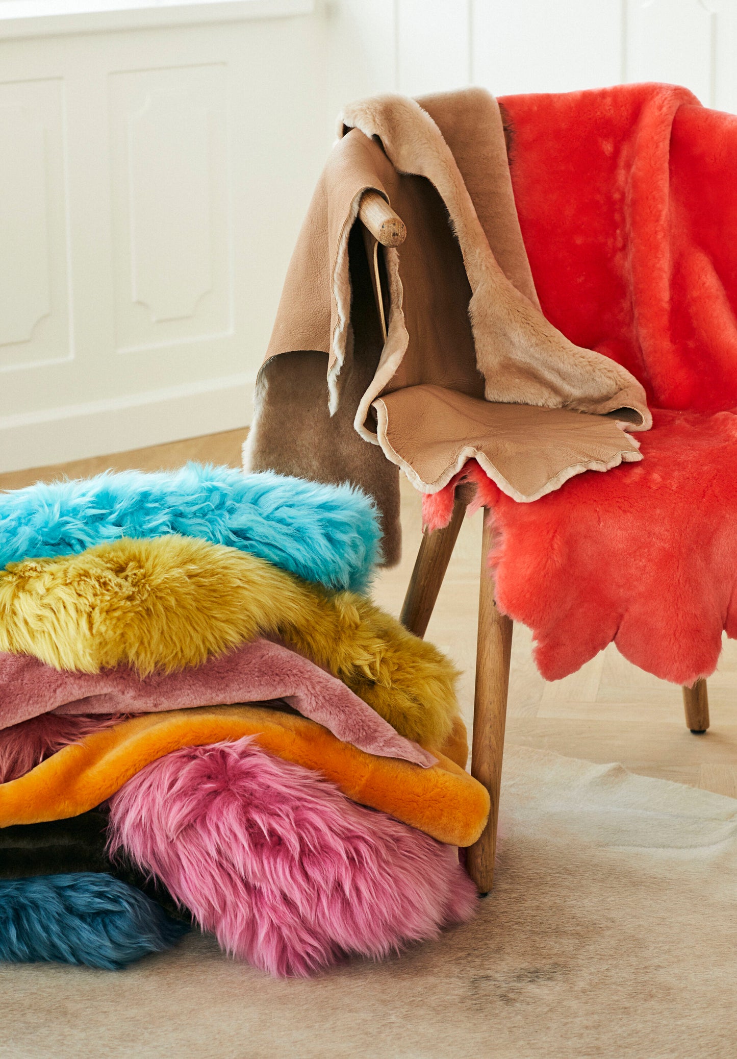 Double Face Sheepskin Rug/Throw Ivory 90 x 60cm