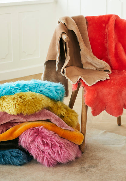 Double Face Sheepskin Rug/Throw Ivory 90 x 60cm
