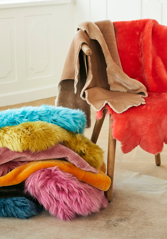 Double Face Sheepskin Rug/Throw Ivory 90 x 60cm