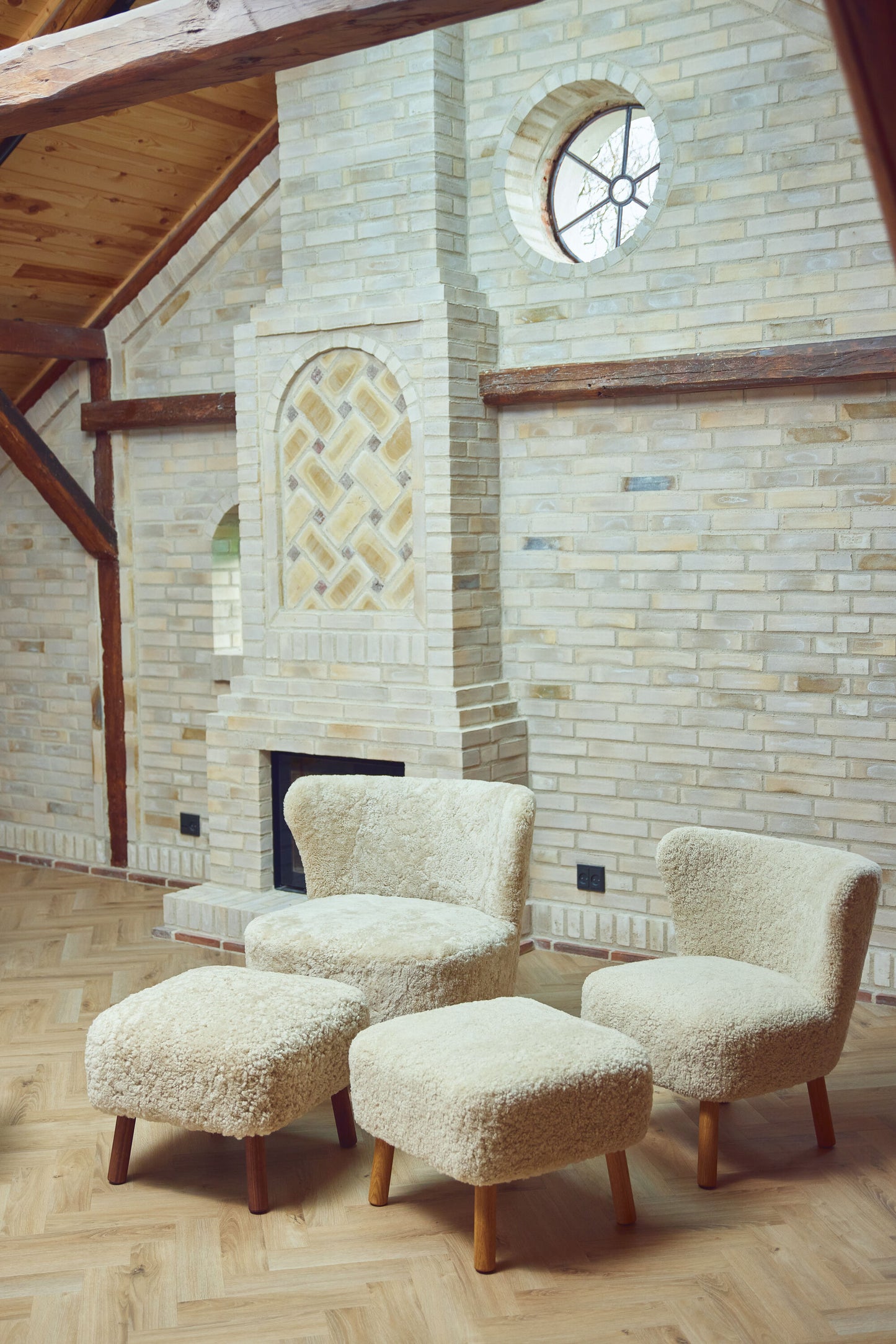 Emily Foot Stool Pearl Walnut Legs