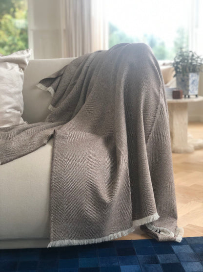 Sidsley Alpaca Wool Throw Dark Brown